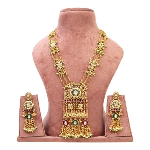 Royal Traditional Temple Pendant Necklace Set with Earrings